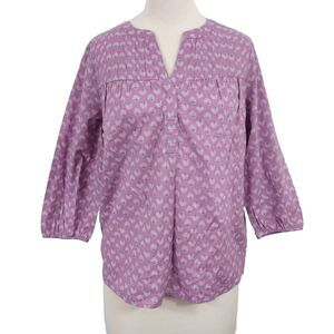 Croft Barrow Shirt Top Womens Size Small Purple Cotton 3/4 Sleeves Pullover NWT